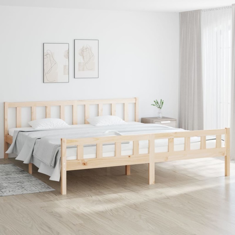 Estrutura de cama 200x200 cm madeira maciça-Camas e estruturas de camas-Home Retail