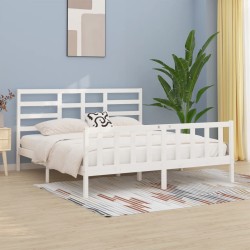 Estrutura de cama super king pinho maciço 180x200 cm branco