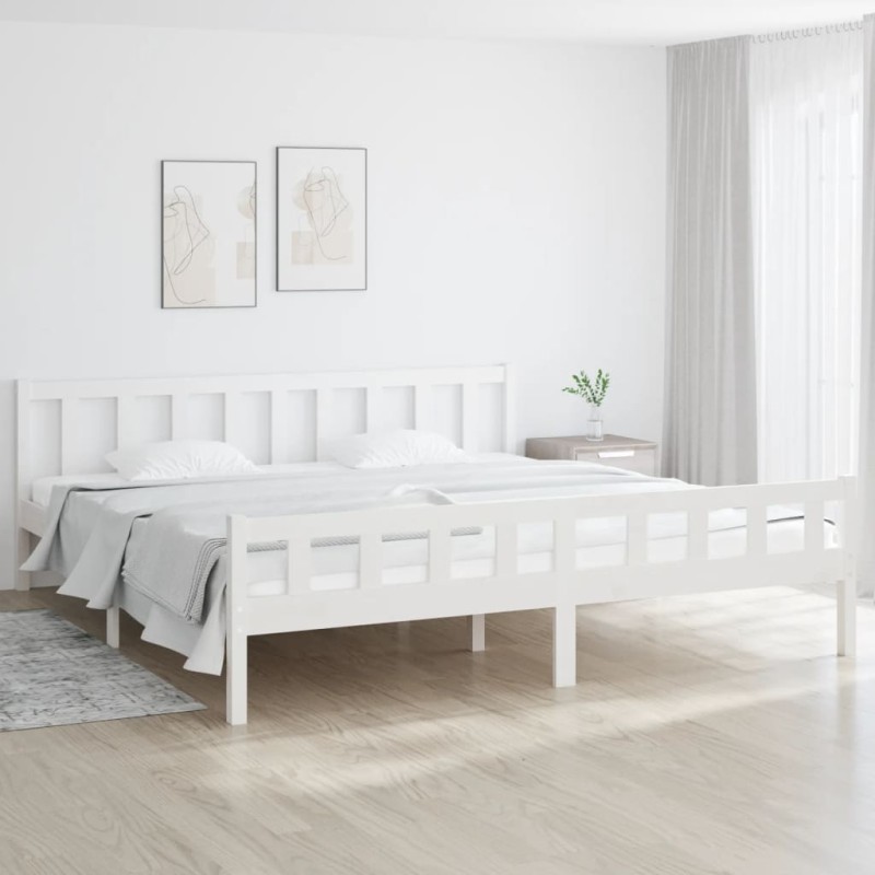 Estrutura de cama 160x200 cm madeira maciça branco-Camas e estruturas de camas-Home Retail