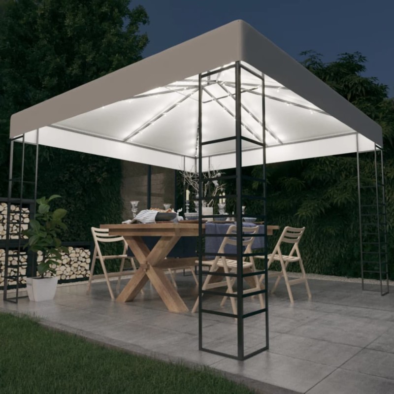 Tenda de jardim com cordões de luzes LED 3x3 m branco-Toldos e gazebos-Home Retail