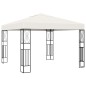 Gazebo com cordões de luzes LED 3x3 m tecido cor creme