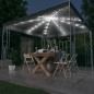 Gazebo com cordões de luzes LED 300x300 cm antracite