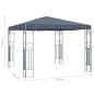 Gazebo com cordões de luzes LED 300x300 cm antracite