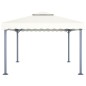 Gazebo com cordões de luzes LED 400x300 cm alumínio cor creme