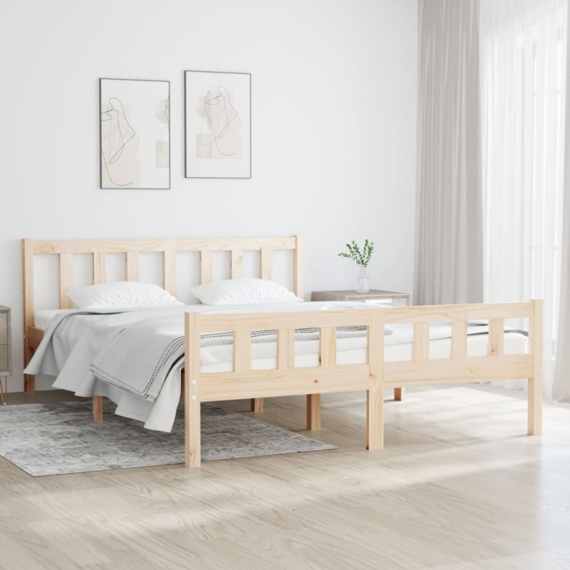 Estrutura de cama 140x190 cm madeira maciça-Camas e estruturas de camas-Home Retail