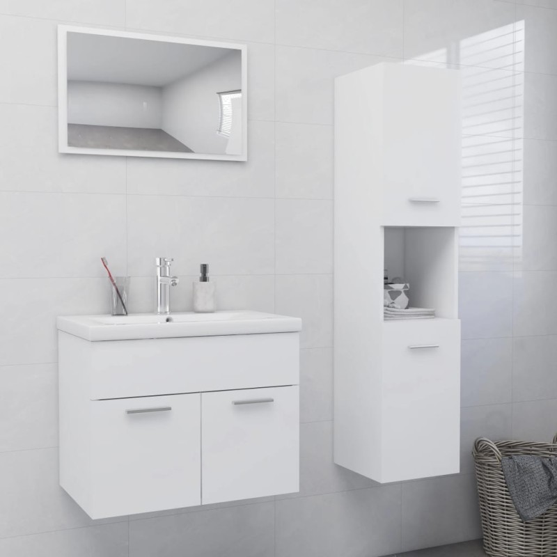 Conjunto de móveis de casa de banho derivados de madeira branco-Conjuntos de móveis para casa de banho-Home Retail