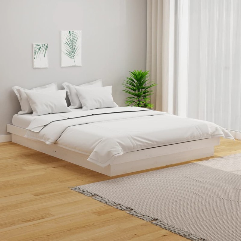 Estrutura cama pequena casal 120x190 cm pinho maciço branco-Camas e estruturas de camas-Home Retail