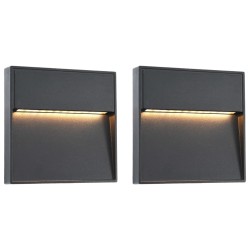 Candeeiros LED de parede exterior 2 pcs 3 W quadrado preto