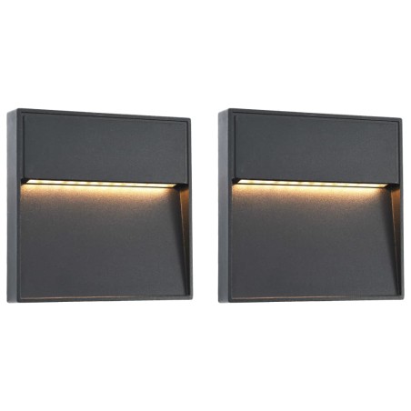 Candeeiros LED de parede exterior 2 pcs 3 W quadrado preto