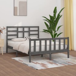 Estrutura de cama king 150x200 cm madeira maciça cinza