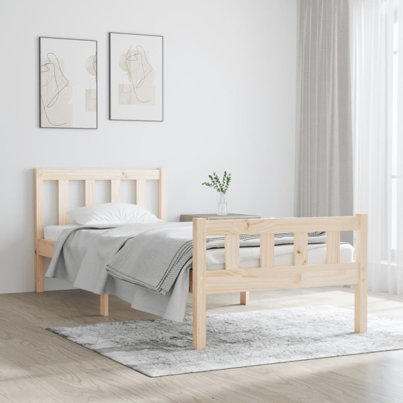 Estrutura de cama solteiro 90x190 cm madeira maciça-Camas e estruturas de camas-Home Retail