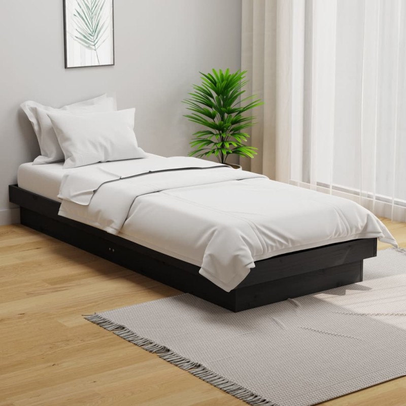 Estrutura cama pequena solteiro 75x190 cm madeira maciça cinza-Camas e estruturas de camas-Home Retail