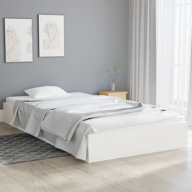 Estrutura de cama 100x200 cm madeira maciça branco-Camas e estruturas de camas-Home Retail