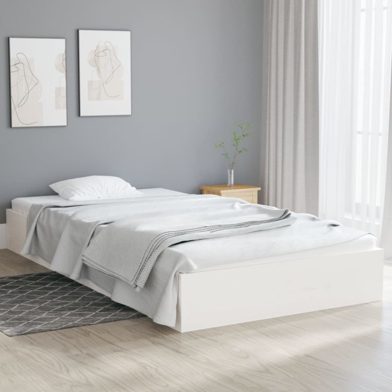 Estrutura de cama 90x200 cm madeira maciça branco-Camas e estruturas de camas-Home Retail