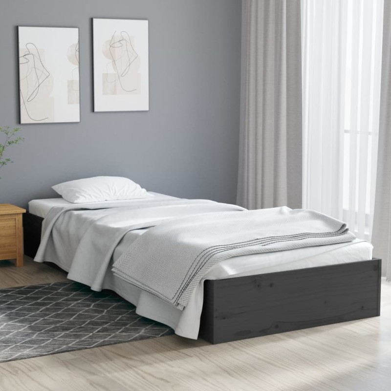 Estrutura cama pequena solteiro 75x190 cm madeira maciça cinza-Camas e estruturas de camas-Home Retail