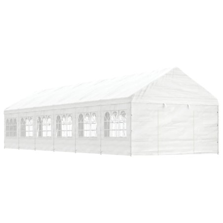 Gazebo com telhado 13,38x4,08x3,22 m polietileno branco