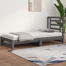 Estrutura sofá-cama de puxar 2x(90x190) cm pinho maciço cinza