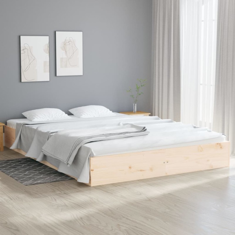 Estrutura de cama 160x200 cm madeira maciça-Camas e estruturas de camas-Home Retail