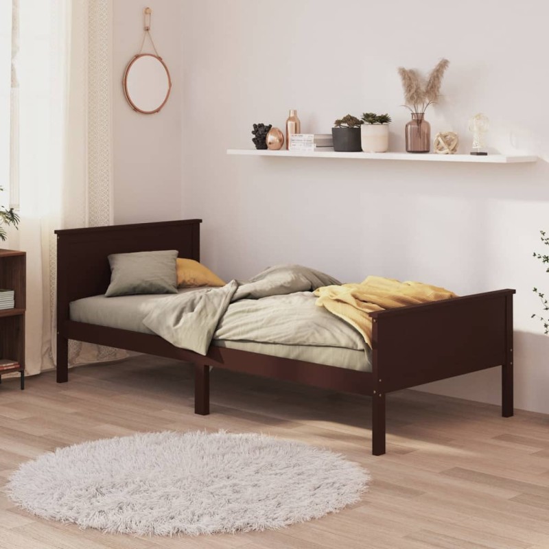 Estrutura de cama 100x200 cm pinho maciço castanho-escuro-Camas e estruturas de camas-Home Retail