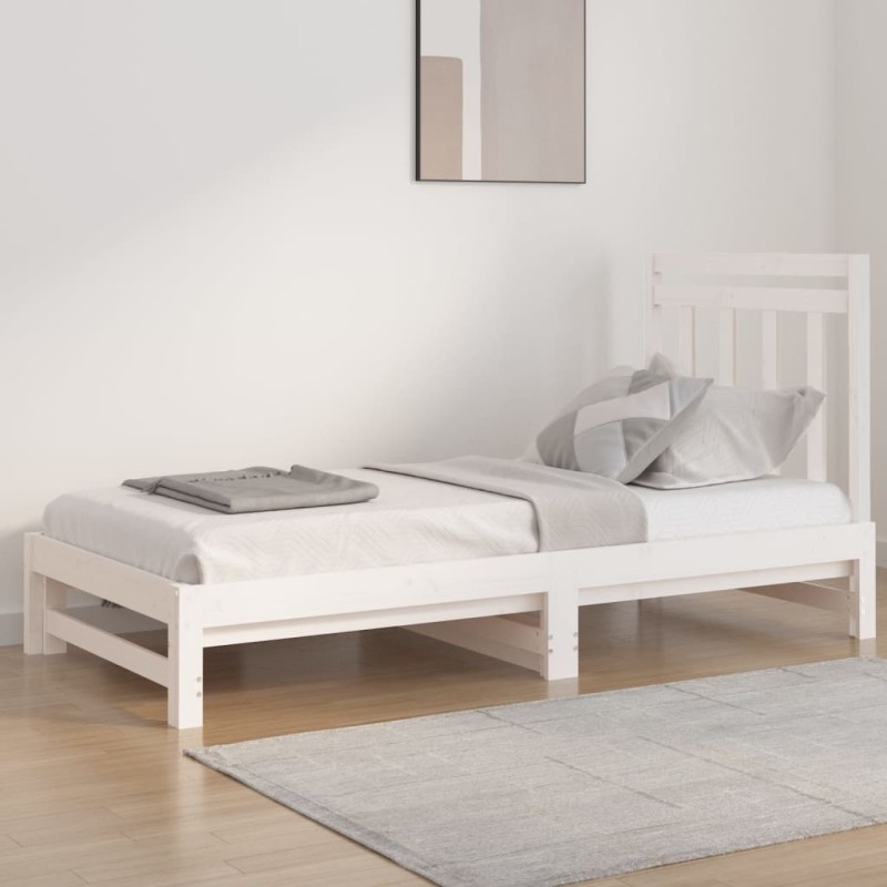 Estrutura sofá-cama de puxar 2x(90x190) cm pinho maciço branco-Camas e estruturas de camas-Home Retail