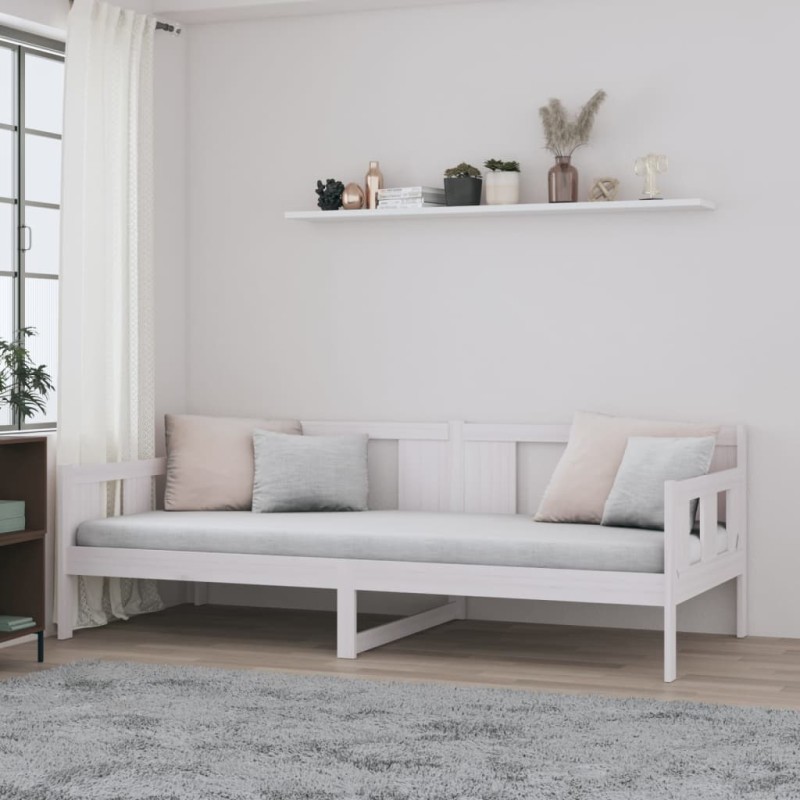 Sofá-cama 80x200 cm madeira de pinho maciça branco-Camas e estruturas de camas-Home Retail