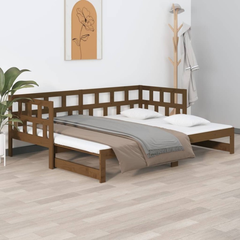 Estrutura sofá-cama de puxar 2x(90x200) cm pinho castanho-mel-Camas e estruturas de camas-Home Retail