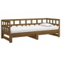 Estrutura sofá-cama de puxar 2x(90x200) cm pinho castanho-mel