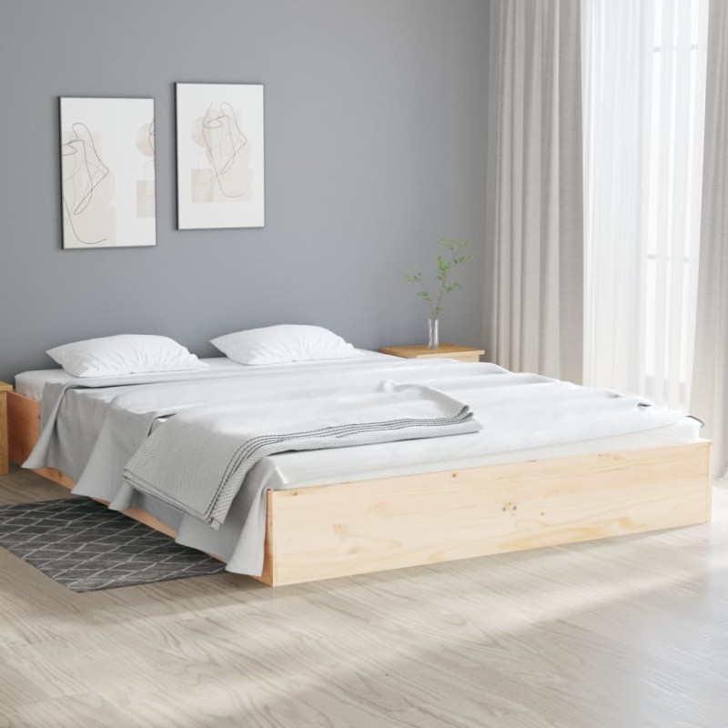 Estrutura de cama pequena casal 120x190 cm pinho maciço-Camas e estruturas de camas-Home Retail