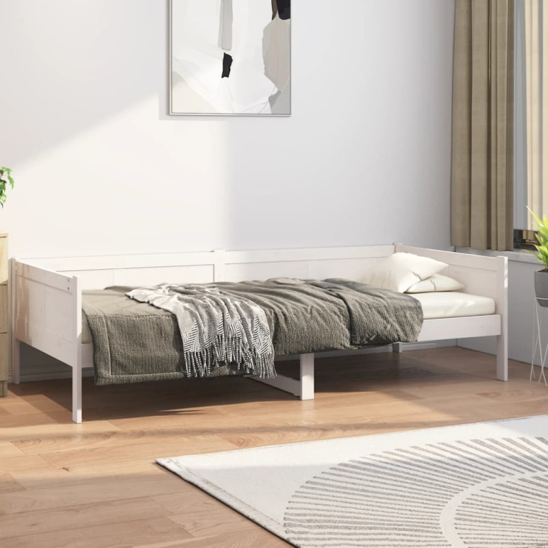 Sofá-cama 90x200 cm madeira de pinho maciça branco-Camas e estruturas de camas-Home Retail