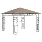 Gazebo c/ mosquiteiro e cordões luzes LED 3x3x2,73m cinza-acas.