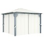 Gazebo com cortinas e cordões de luzes LED 3x3m alumínio creme