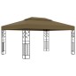 Gazebo com toldo duplo e luzes LED 3x4m cinza-acastanhado