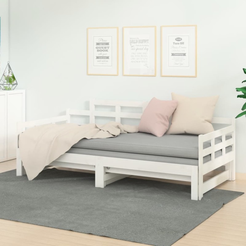 Sofá-cama de puxar 2x(90x200) cm pinho maciço branco-Camas e estruturas de camas-Home Retail