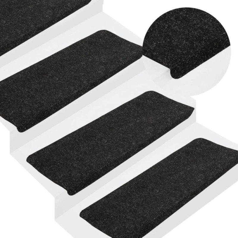 Tapetes de escada autoadesivos 15 pcs 65x24,5x3,5 cm antracite-Tapetes antiderrapantes para degraus-Home Retail