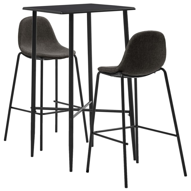 3 pcs conjunto de bar tecido cinzento-escuro-Conjuntos de móveis para cozinha e sala de jantar-Home Retail