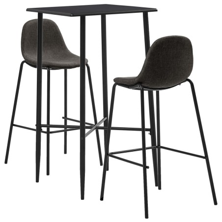 3 pcs conjunto de bar tecido cinzento-escuro