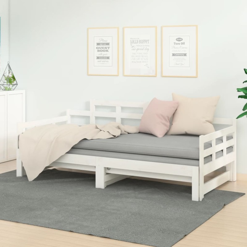 Estrutura sofá-cama de puxar 2x(80x200) cm pinho maciço branco-Camas e estruturas de camas-Home Retail