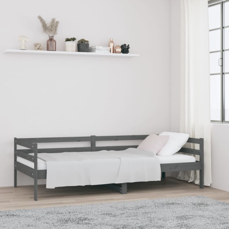 Sofá-cama 90x190 cm madeira de pinho maciça cinzento-Camas e estruturas de camas-Home Retail