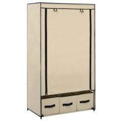 Roupeiro 87x49x159 cm tecido cor creme