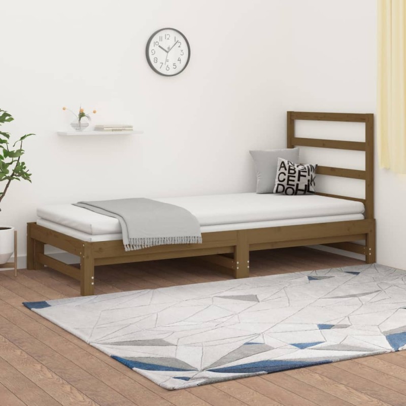 Estrutura sofá-cama de puxar 2x(90x200) cm pinho castanho-mel-Camas e estruturas de camas-Home Retail