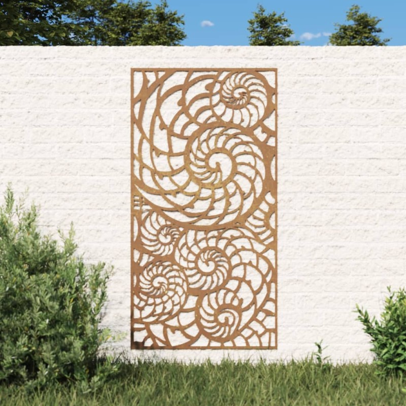 Decoração p/ muro de jardim 105x55 cm aço corten design conchas-Pósteres, quadros e artes visuais-Home Retail