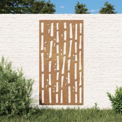 Decoração p/ muro de jardim 105x55 cm aço corten design bambu