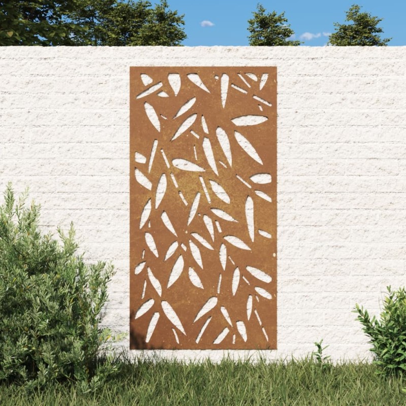 Decoração p/muro jardim 105x55cm aço corten design folhas bambu-Pósteres, quadros e artes visuais-Home Retail