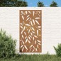 Decoração p/muro jardim 105x55cm aço corten design folhas bambu