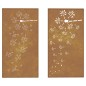 Decorações p/ muro de jardim 2 pcs aço corten design flores