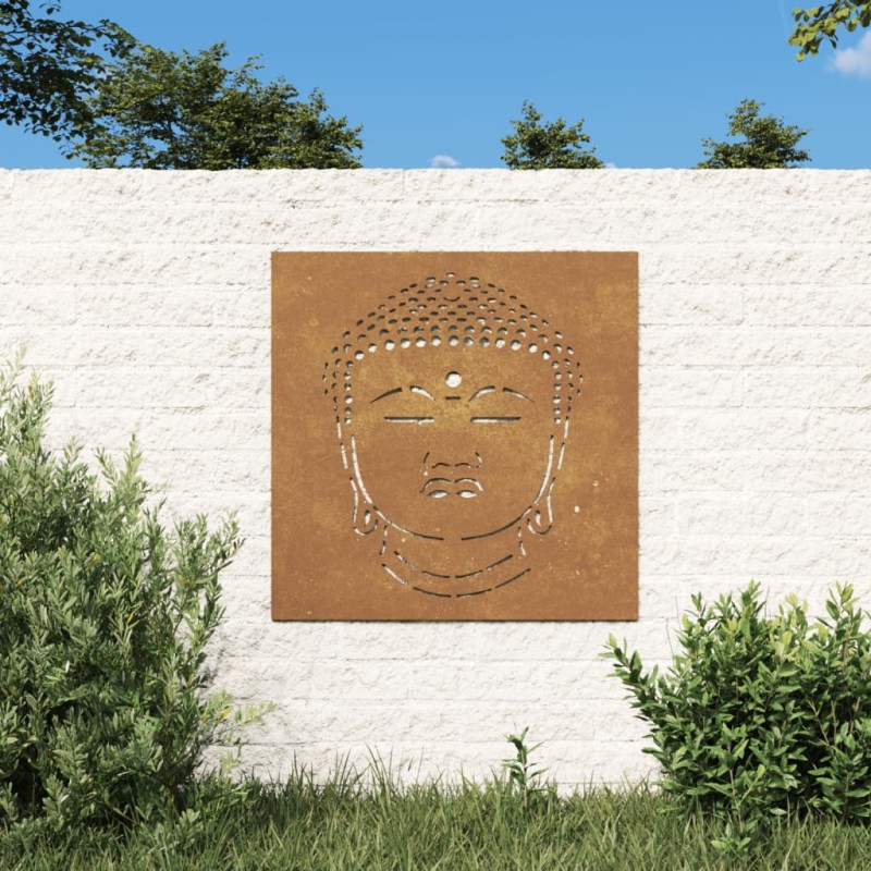 Decoração p/ muro jardim 105x55cm aço corten design cabeça buda-Pósteres, quadros e artes visuais-Home Retail