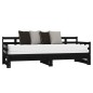 Sofá-cama de puxar pinho maciço preto 2x(80x200) cm