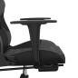 Cadeira gaming massagens c/ apoio pés couro artif. preto/cinza