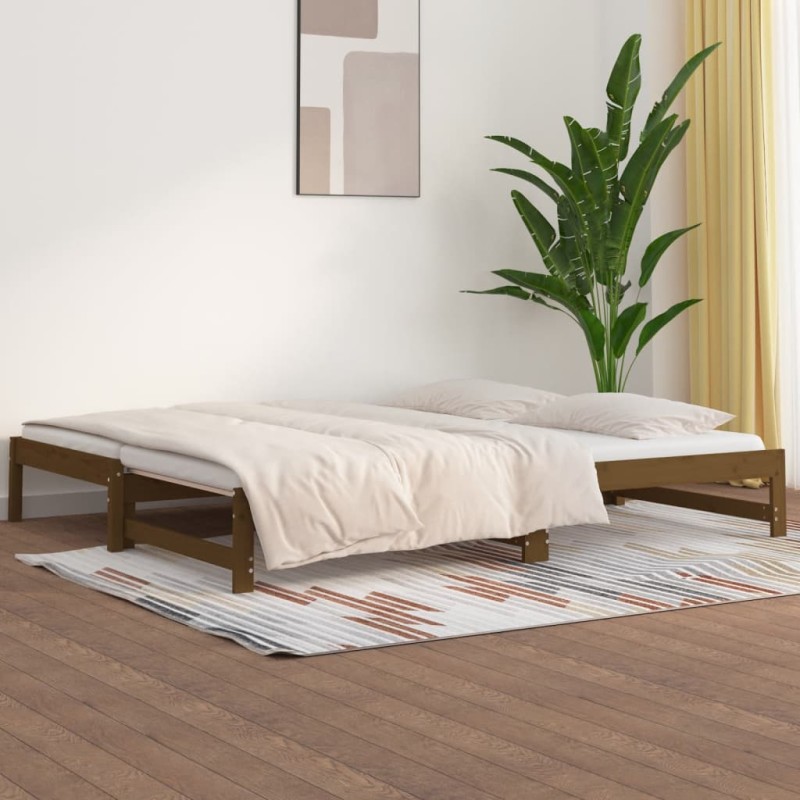 Estrutura sofá-cama de puxar 2x(90x200) cm pinho castanho-mel-Camas e estruturas de camas-Home Retail