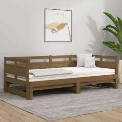 Sofá-cama puxar pinho maciço castanho mel 2x(80x200) cm